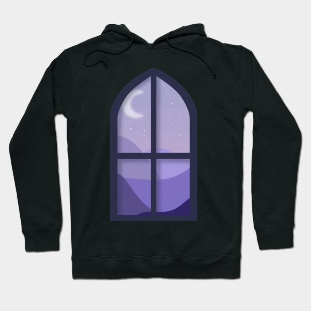 Purple Nightscape Window Scene Hoodie by TheHermitCrab